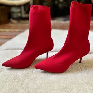 Aldo Red Fabric Ankle Boots (Never Worn!) Size 6.5
